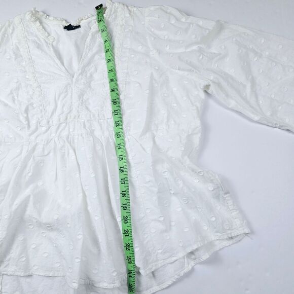 Torrid Clip Dot Mixed Eyelet Yoke Detail Top White - Women's 1X - Picture 8 of 9
